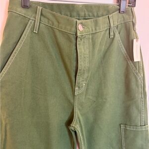 Anthropology Green Denim Cargo Pants